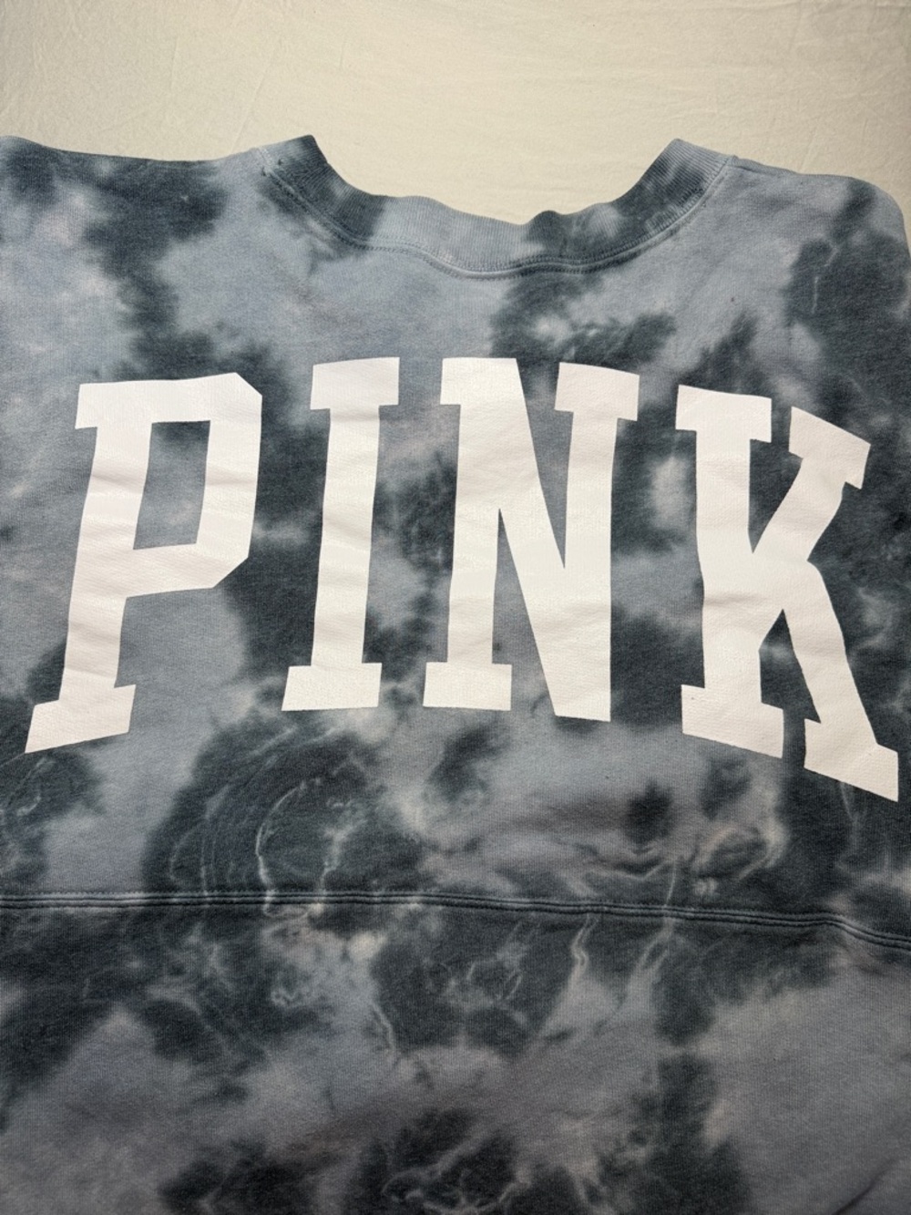 PINK Blue Gray Tie-Dye Crewneck Sweatshirt - Picture 6 of 6